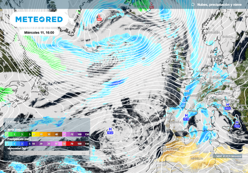 El modelo europeo sobre las lluvias: el frente del mi&eacute;rcoles 11 podr&iacute;a iniciar un cambio en la circulaci&oacute;n atmosf&eacute;rica