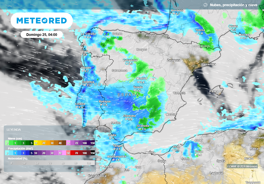 El fin de semana el aire polar podría afectar más claramente a España, dejando nevadas fuera de los principales sistemas montañosos, por lo que algunas capitales podrían ver nevar.