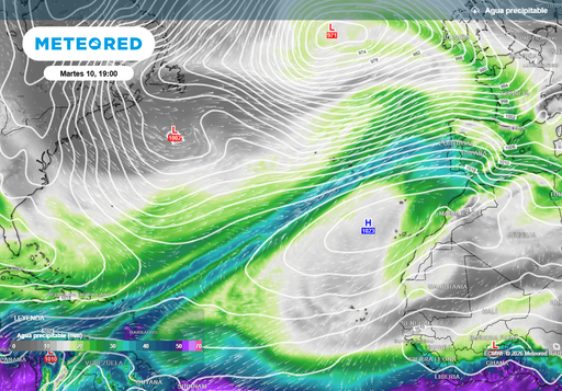 El modelo europeo eleva el riesgo: el r&iacute;o atmosf&eacute;rico del martes ser&aacute; de gran magnitud; predicci&oacute;n para Espa&ntilde;a