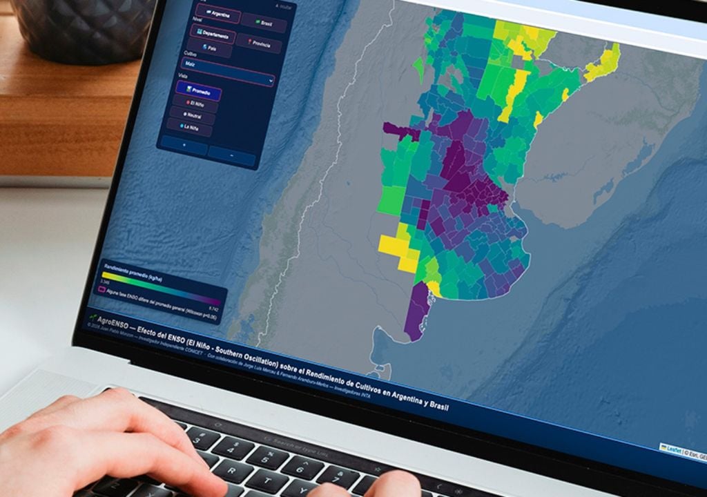 agro La plataforma muestra diferencias regionales y permite identificar en qué partidos o departamentos la señal de El Niño tuvo mayor impacto productivo. Gentileza: CONICET