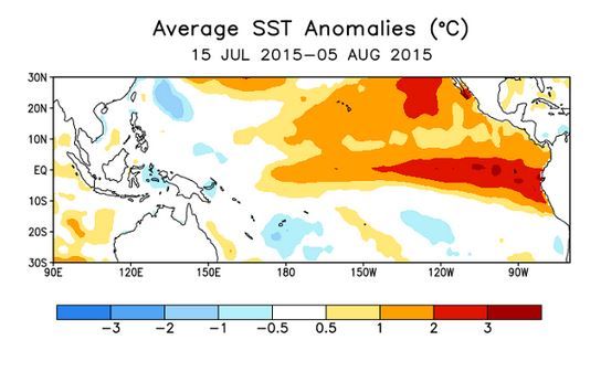Sinopsis: Existe una probabilidad mayor de 90% de que El Niño continuará durante el invierno del hemisferio Norte de 2015-16 y alrededor de 85% de probabilidad de que persista hasta principios de la primavera de 2016.