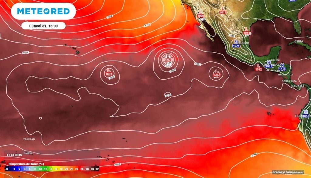 Pacifico. Le anomalie oceaniche attualmente presenti sull'Oceano Pacifico tropicale.
