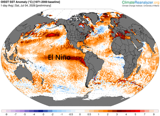 Las previsiones de julio de 2026 de la intensidad de El Ni&ntilde;o muestran una tendencia a que sea m&aacute;s fuerte de lo esperado