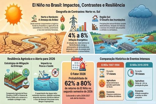El Ni&ntilde;o pressiona a safra 2026/27: calor e chuva irregular desafia o outono brasileiro