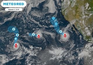 El Ni&ntilde;o que sobrecalienta este oc&eacute;ano en el Pac&iacute;fico da paso a un peculiar tr��o de huracanes que gira simult&aacute;neamente