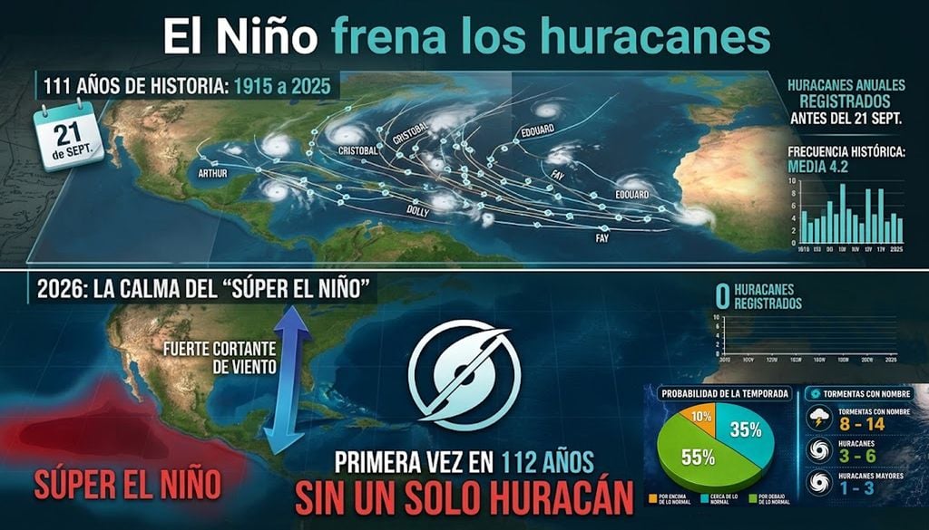 112 años de historia Es la primera vez en la historia moderna que ningún huracán se ha formado en el Atlántico al 21 de septiembre