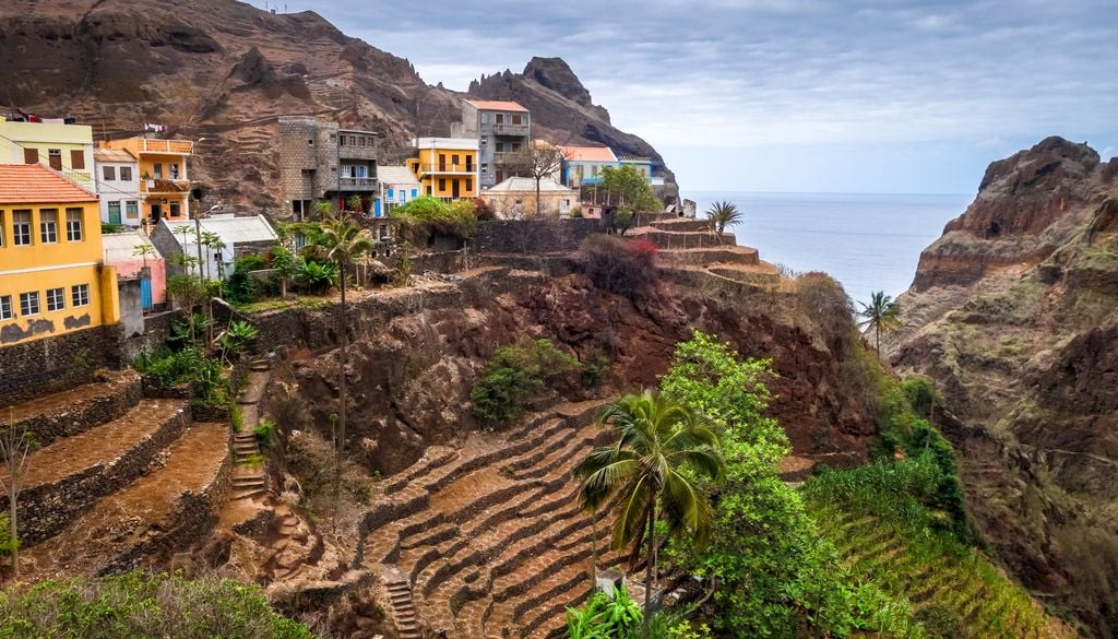 El pueblo de Fontainhas y sus típicas terrazas está en la isla de Santo Antão, Cabo Verde.