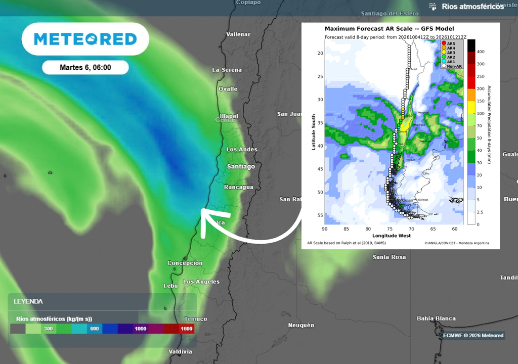 río atmosférico Un río atmosférico categoría 2 a 3 vendrá acoplado al sistema frontal, lo que aportará mayor cantidad de humedad al frente.