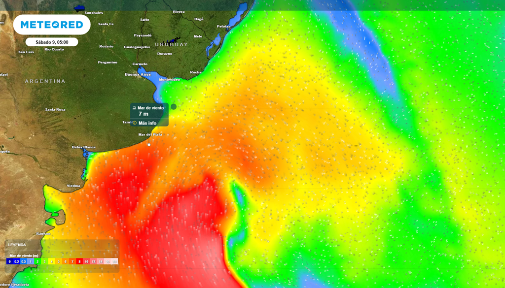 Este sábado la marejada puede dejar olas de hasta 7 metros cerca de la costa. Modelos: ECMWF