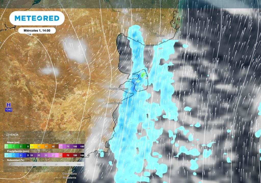 Viento intenso del sur asociado al aire muy frío producirá precipitaciones sobre la costa del noreste de la Patagonia, más intensas sobre la península Valdés.