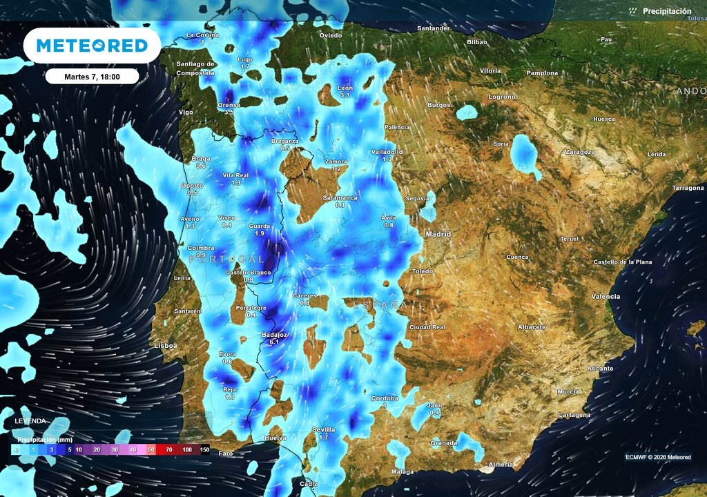 Las precipitaciones, que irán acompañadas de barro, se extenderán por el oeste peninsular en la jornada de mañana martes.