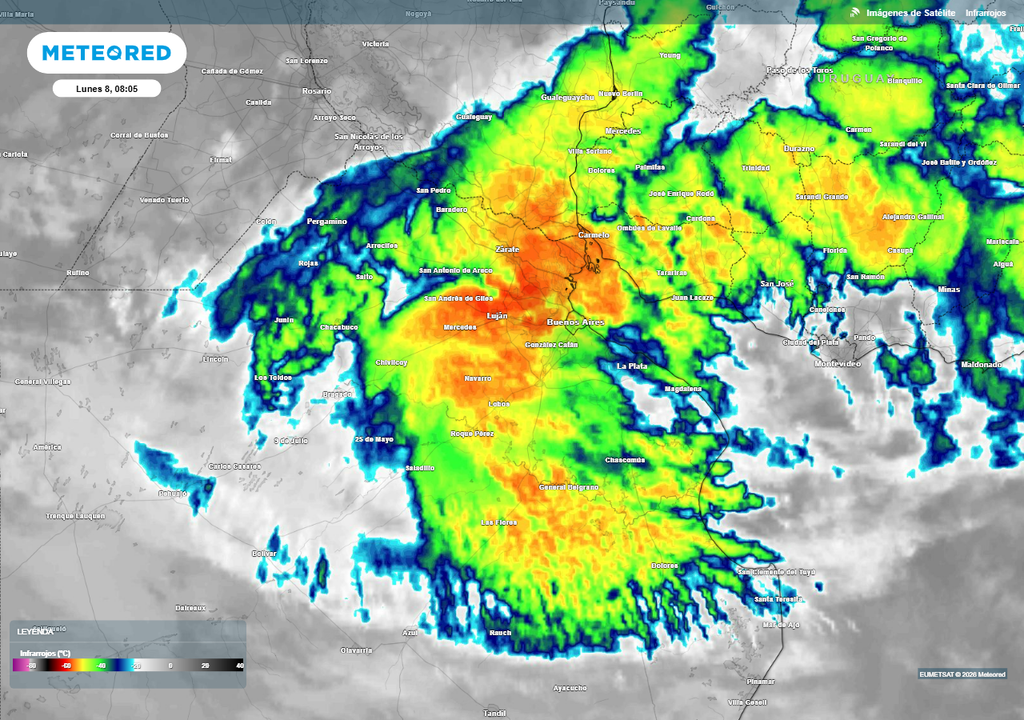 Buenos Aires AMBA lluvia pronóstico tiempo clima Gran sistema de lluvias generalizadas en la mañana de este lunes sobre el noreste bonaerense.