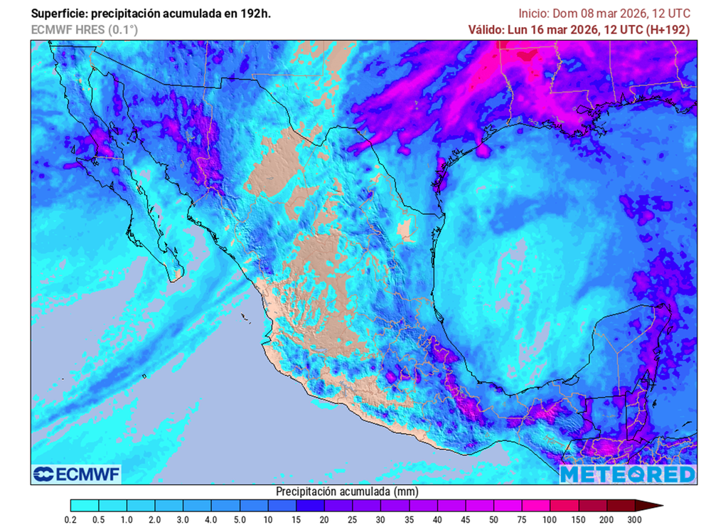 Estados del norte, oriente y sureste es donde más lluvia se recibirá esta semana, además de la porción centra, resultando muy benéficas