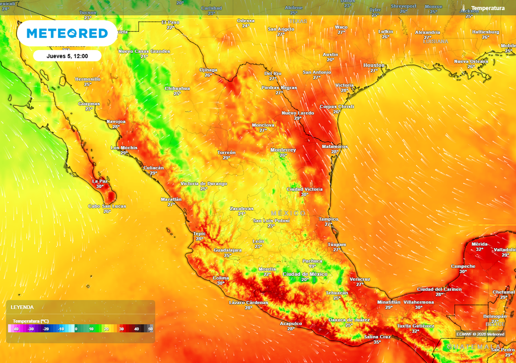 La semana iniciará con calor, pero habrá descenso térmico al alejarse el anticiclón. Lo más caluroso será en estados costeros, refrescándose el norte y centro con fuertes lluvias.