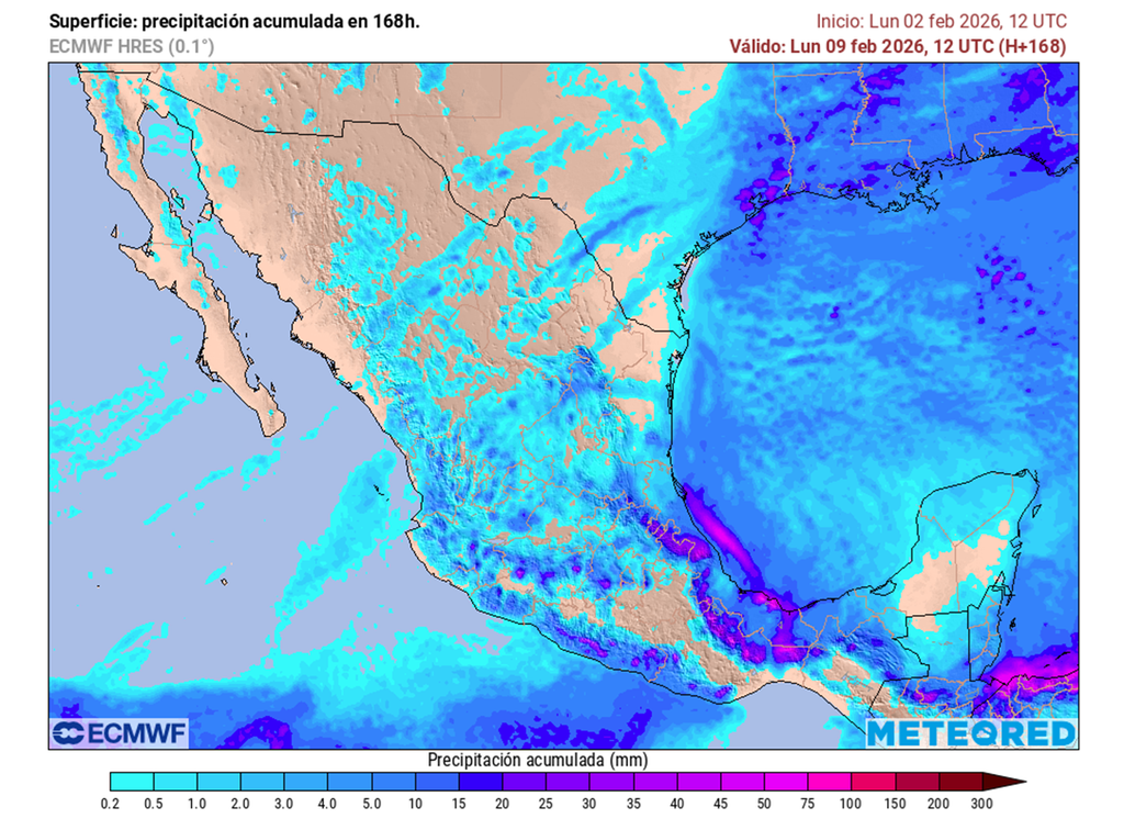 Las precipitaciones serán más escasas esta semana, pero habiendo periodos con lluvias dispersas, principalmente en el Golfo de México y región central.
