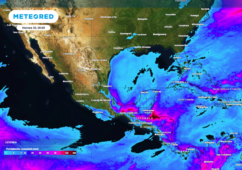 Lluvia Pronóstico de lluvia acumulada para los próximos días en México.