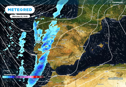 El pr&oacute;ximo frente con lluvias llegar&aacute; el martes a partir de las 18 horas a la Espa&ntilde;a peninsular
