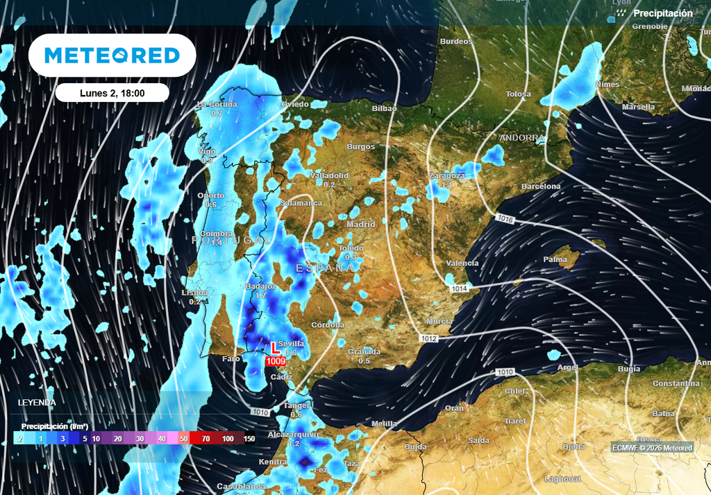 Las precipitaciones más cuantiosas se esperan en el oeste peninsular, según el modelo europeo.