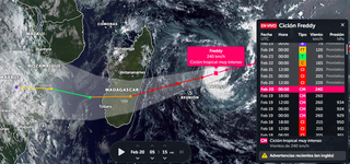 El raro e intenso ciclón tropical Freddy impactará en Madagascar