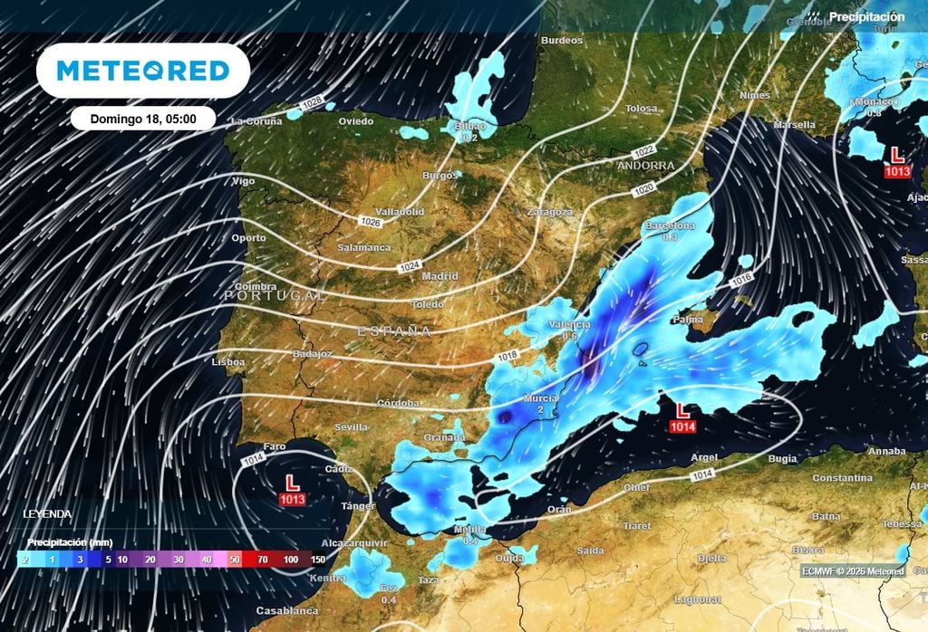 La combinación de aire frío en altura y los vientos de levante podría intensificar las precipitaciones en las comunidades mediterráneas.