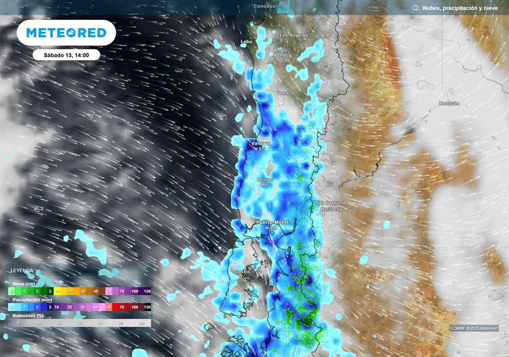 mapa de lluvia y nieve.