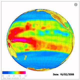 El satélite Envisat observa en el Pacífico una lengua fría asociada a un evento de La Niña