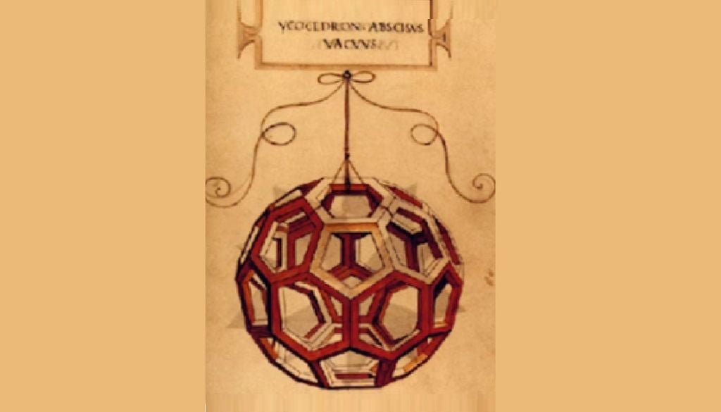icosaedro Arquímedes Leonardo Da Vinci Reproducción del icosaedro de Arquímedes que data de más de 200 años antes de Cristo, dibujado por Leonardo Da Vinci, en el libro "De Divina Proportione" en el año 1509.