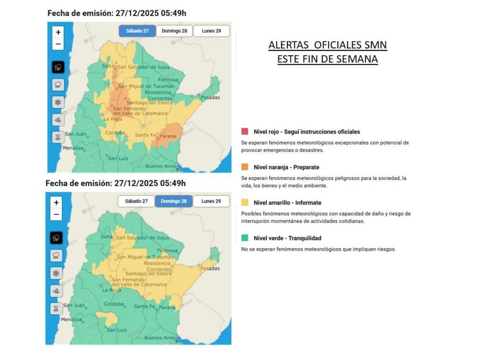 Tiempo alerta Argentina clima pronóstico fin de año