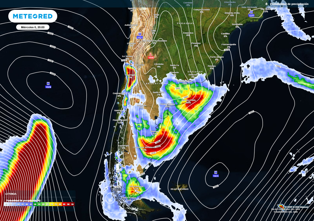 Se espera un miércoles con lluvias y tormentas de relevancia en distintos sectores de Argentina.