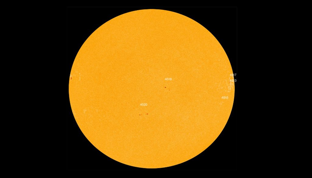 Manchas solares para el día 31 de agosto de 2026, solo para ilustración. Fuente: NASA / Spaceweather
