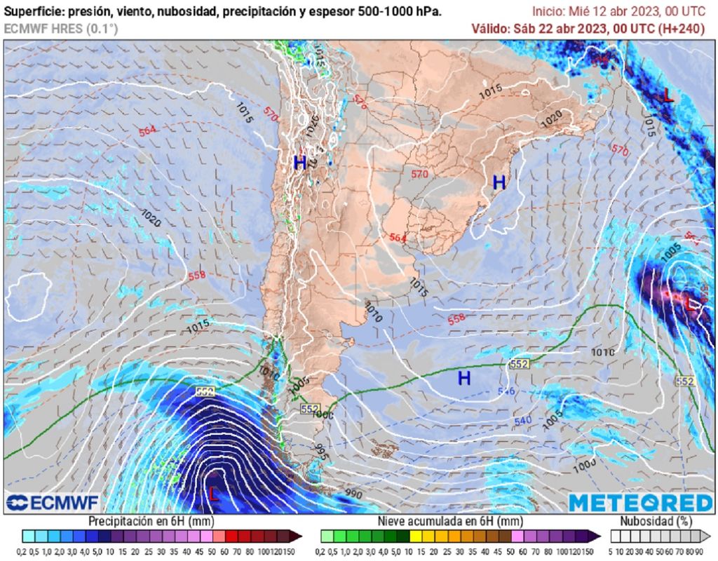 Pronóstico precipitación Chile ECMWF