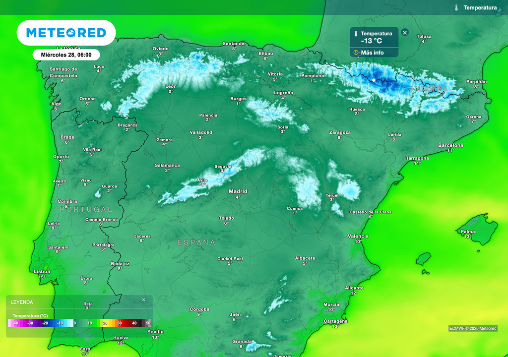 Las temperaturas a primeras horas del miércoles serán de las mínimas más bajas esta semana, con heladas localmente intensas en el Pirineo.