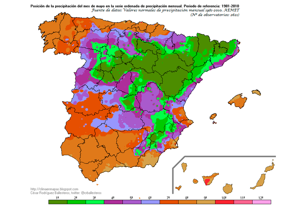 Mayo es uno de los meses más lluviosos del año en buena parte de Aragón, Pirineos, sur y este de Castilla y León, La Rioja e interior este. Fuente: César Rodríguez Ballesteros.