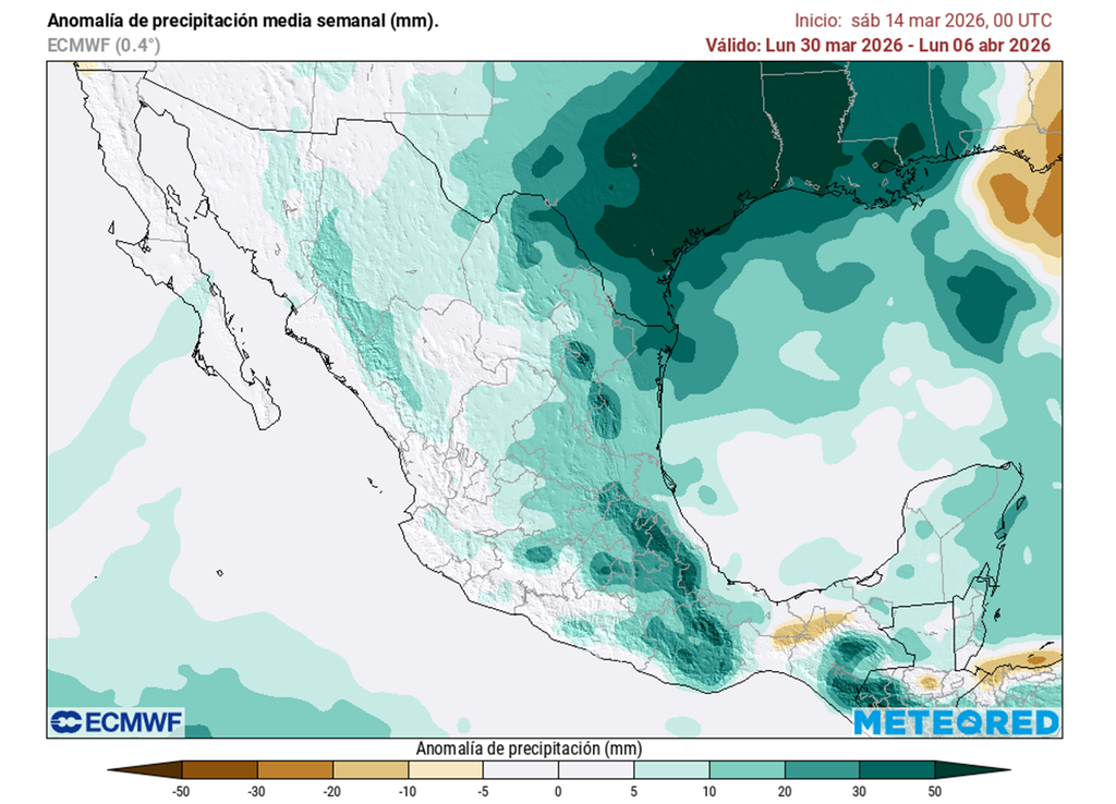 En Semana Santa se podrían dar más lluvias de lo habitual en el noreste, centro, oriente y parte del sureste por frentes y vaguadas. No se descarta alcancen el occidente.