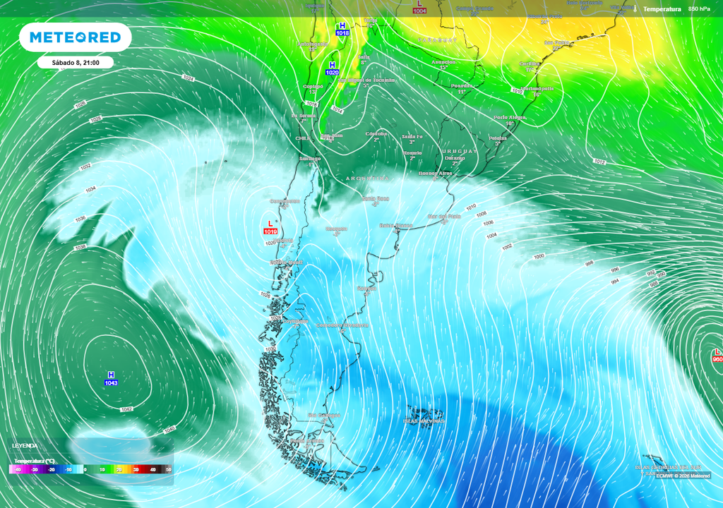 Fuerte ingreso de aire frío en la Argentina en la segunda mitad de la semana.