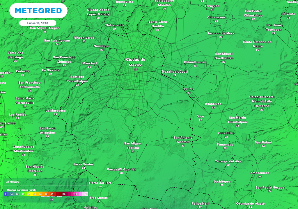 Viento y rachas Ciudad de México