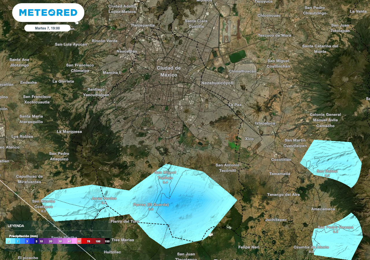 Los chubascos vespertinos y nocturnos, que lleguen a registrarse al sur de la ciudad, pudieran dar paso a la caída de granizo y a tormentas eléctricas.