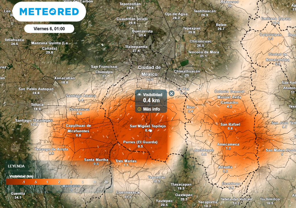 Entre la noche del jueves y el amanecer del viernes habrá bancos de niebla, la visibilidad será inferior a los 400 metros.