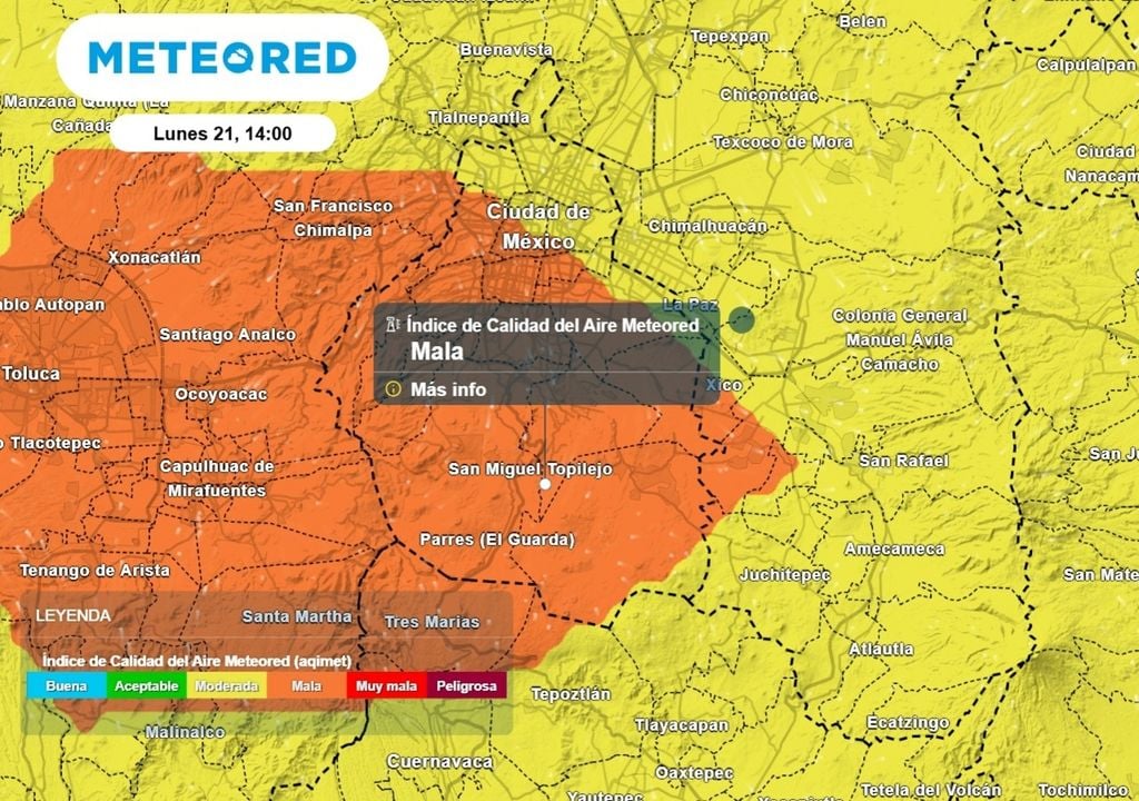 contaminación De manera puntual cerca de avenidas muy transitadas también habrá mala calidad del aire.