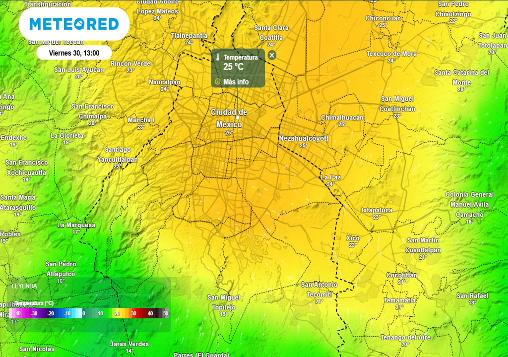 calor En la tarde del viernes la temperatura podría alcanzar los 26 °C en las alcaldías como Venustiano Carranza, Iztacalco e Iztapalapa.