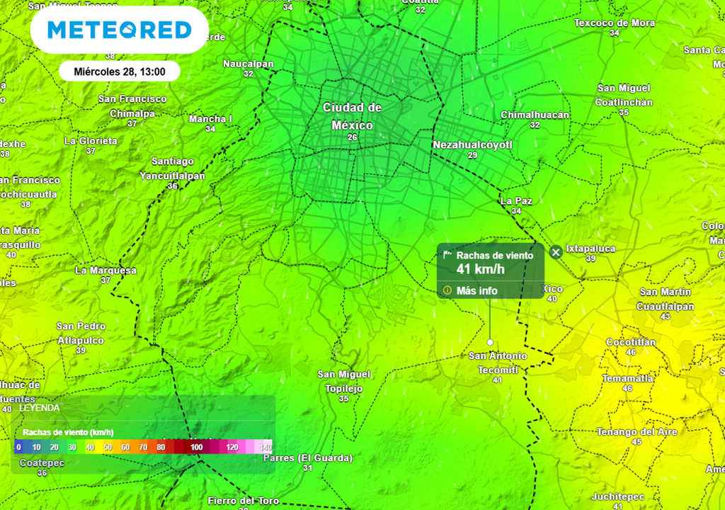 virnto Las tardes más ventosas serán la del lunes, miércoles y sábado; las rachas serán superiores a 40 km/h, sobre todo en la zona centro, norte y en las partes elevadas de la capital.
