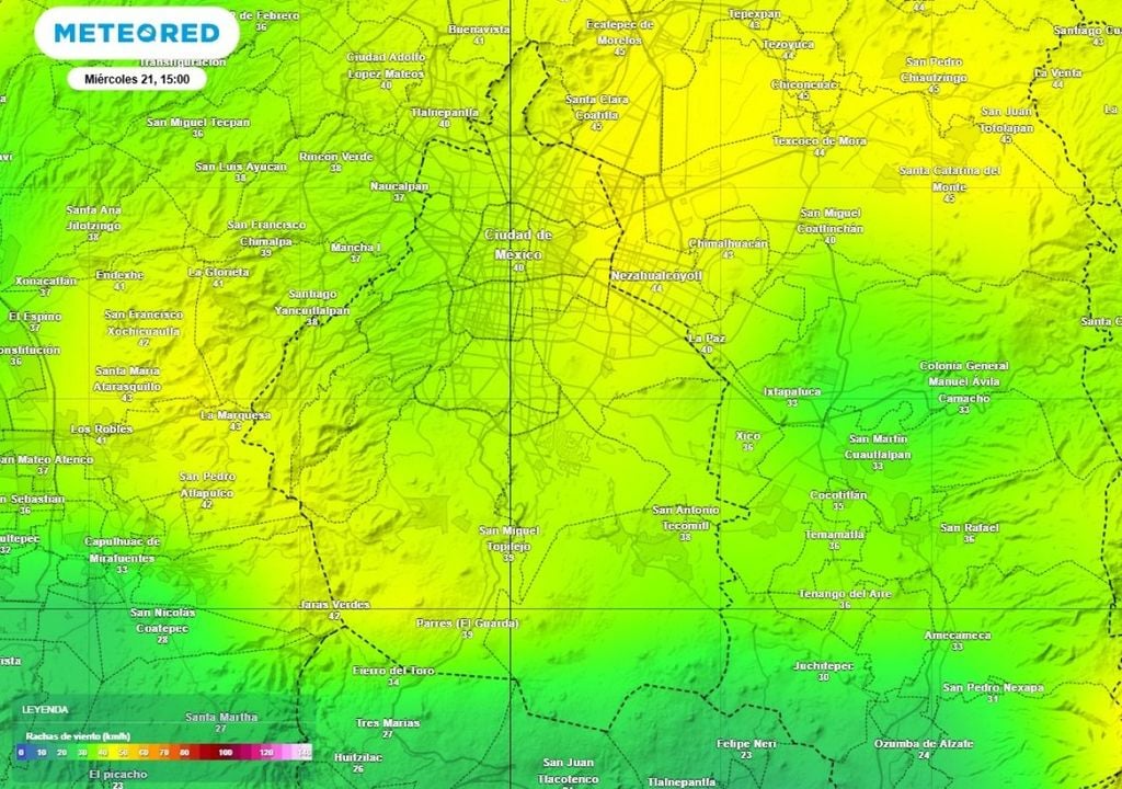 Las rachas de viento pueden superar los 50 km/h durante el miércoles y jueves por la tarde. Si transitas en la calle, aléjate de árboles y estructuras frágiles. Las rachas de viento pueden superar los 50 km/h durante el miércoles y jueves por la tarde. Aléjate de árboles y estructuras frágiles.