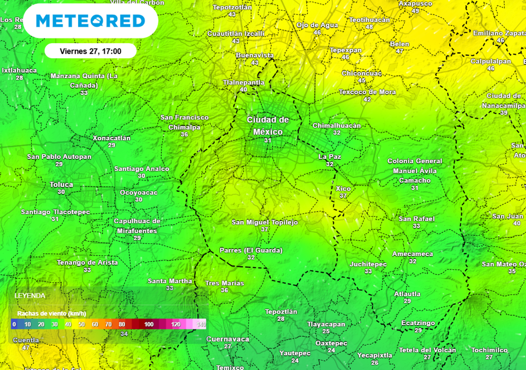 Fuertes rachas de viento entre el viernes y el sábado, habrá valores mayores a 50 kilómetros por hora.