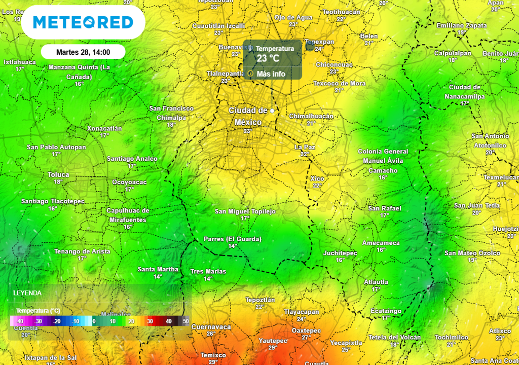 temperatura En este inicio de semana la temperatura máxima en la capital alcanzará valores entre 24 y 26 °C.