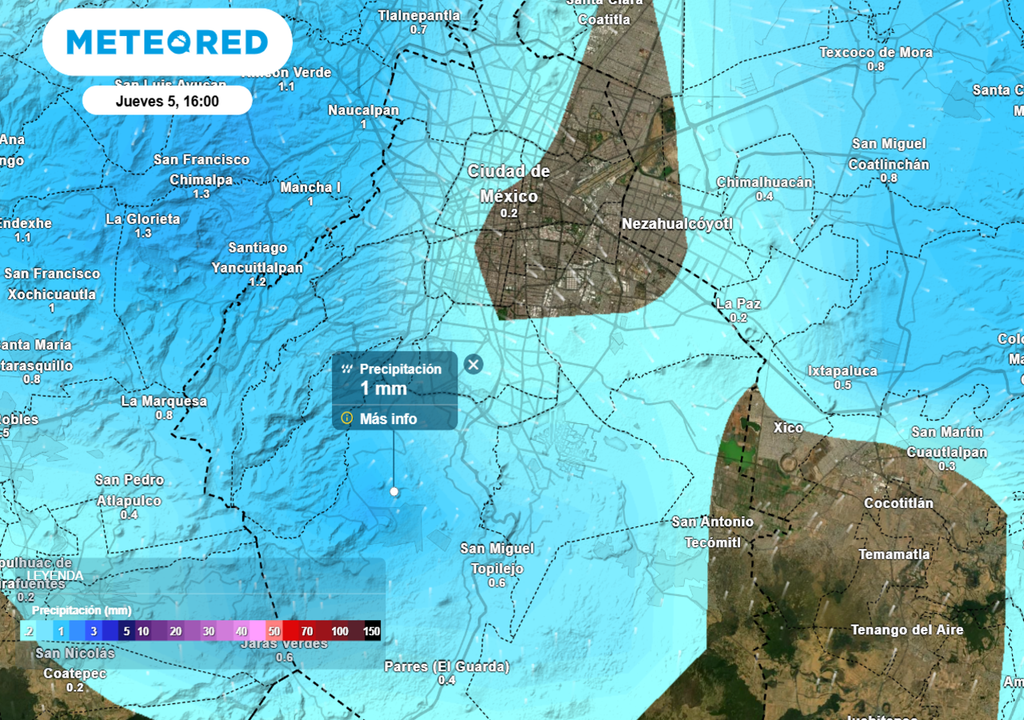 Entre miércoles y jueves se incrementará la probabilidad de lluvia en la capital, sobre todo en las zonas montañosas del sur y poniente.