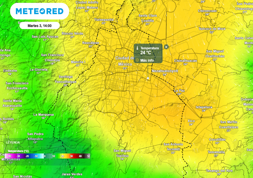 En la tarde del martes la temperatura rondará los 24 °C en las alcaldías del oriente de la Ciudad de México.