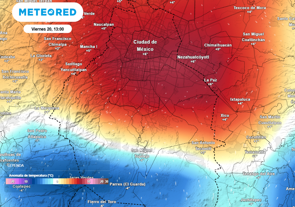 En gran parte de esta semana la temperatura en la tarde continuará muy por encima del promedio respecto a la época del año.