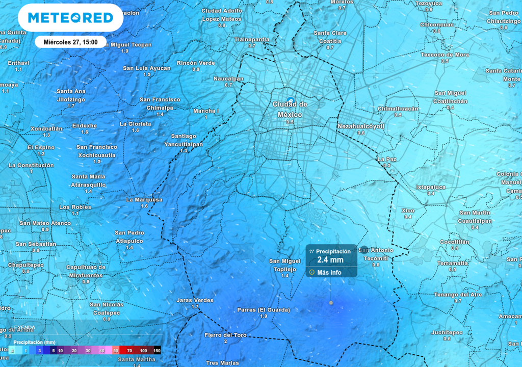 Se esperan lluvias generalizadas en la capital este miércoles 27 de mayo, que pueden extenderse hasta la noche en varias alcaldías.