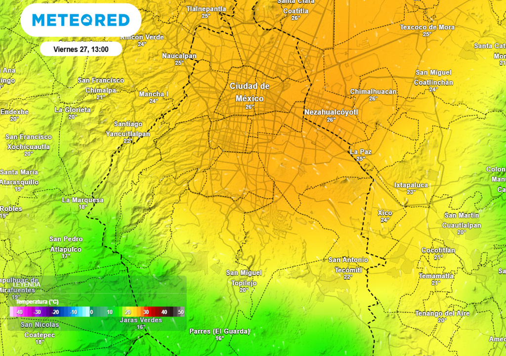 calor A partir de la tarde del miércoles regresarán las temperaturas máximas iguales o superiores a 25 °C.