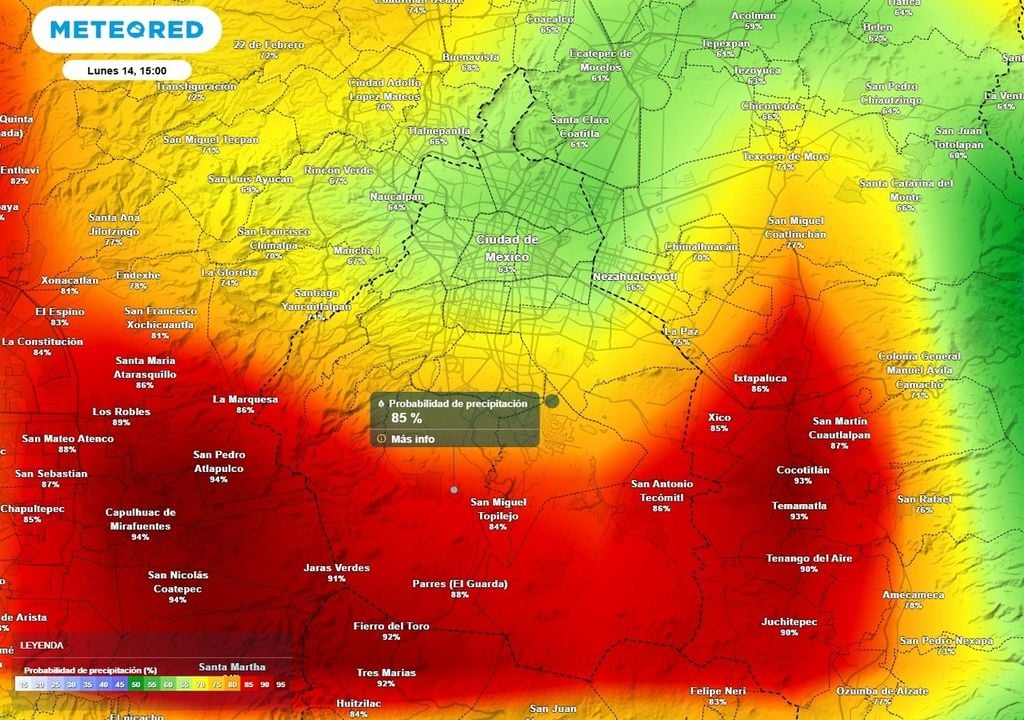 lluvia Lunes con alta probabilidad de lluvia, podrían desarrollarse fuertes tormentas hacia la zona sur de la capital.